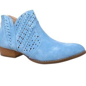 SOBEYO Womens Western Bootie Perforated Cutout Block Heel Ankle Boots Sz 7.5